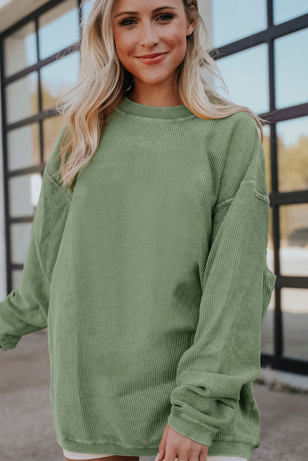 Orange JOLENE Ribbed Corded Oversized Sweatshirt