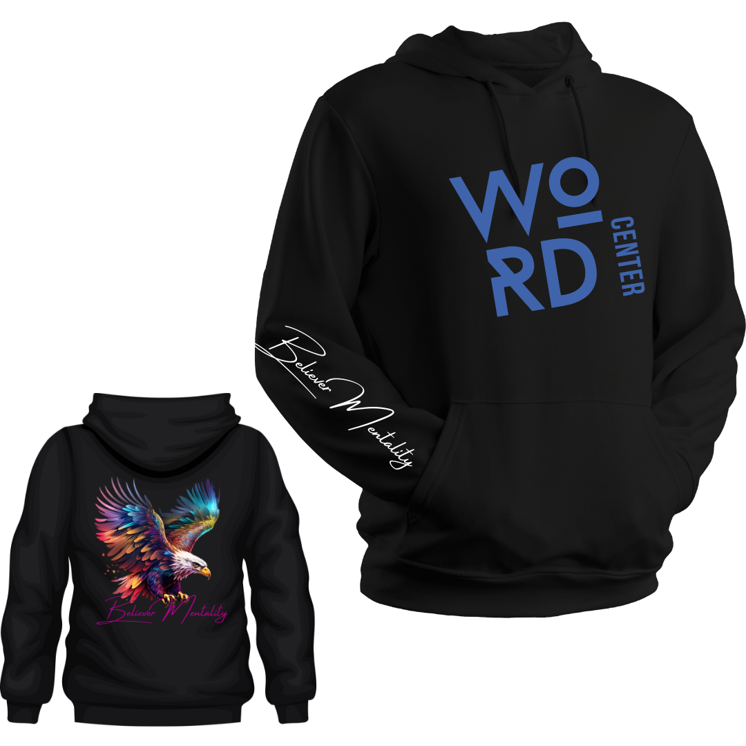 WORD CENTER BLOCK Hoodie w/Eagle Back