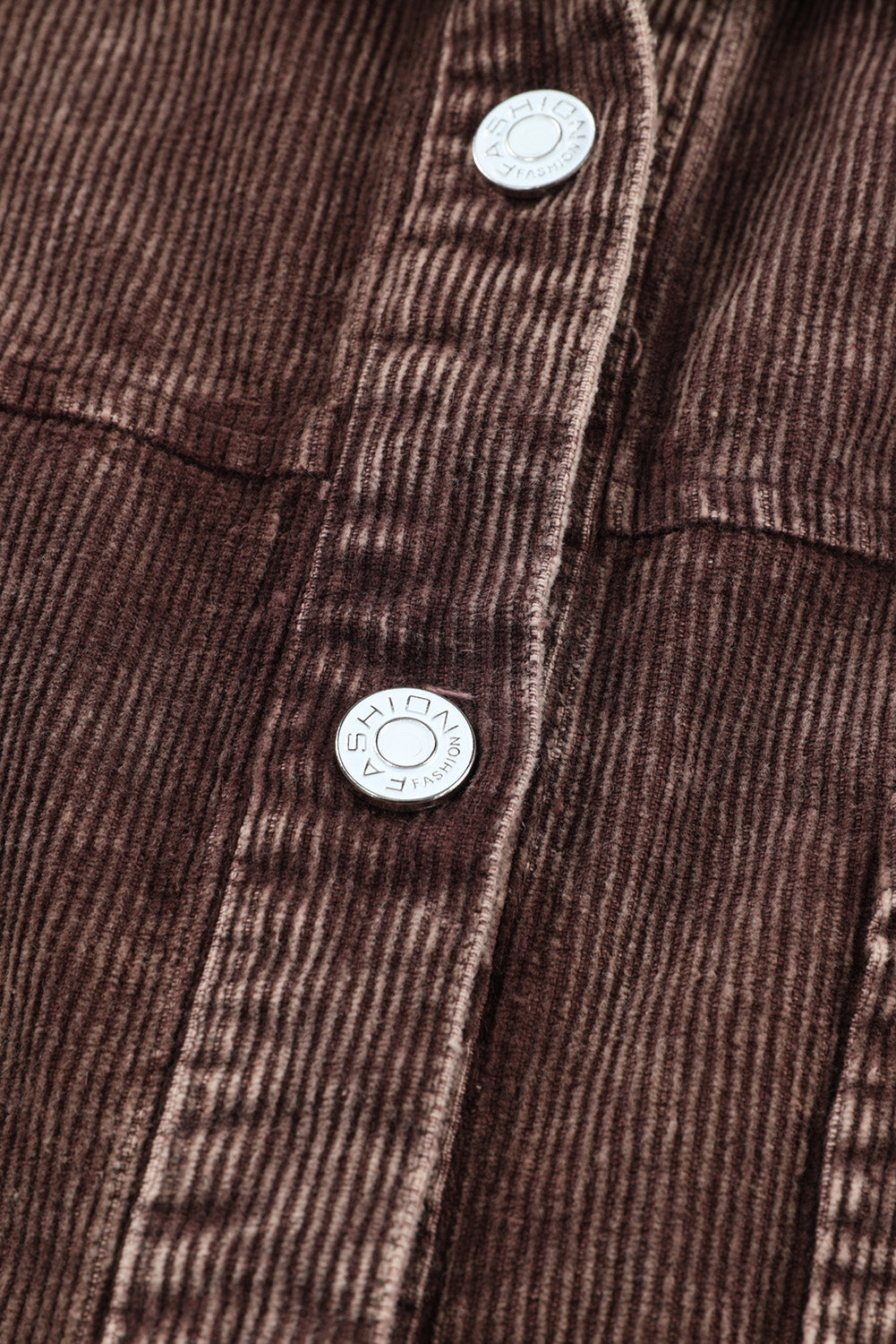 Chest Pocket Buttoned Corduroy Shacket