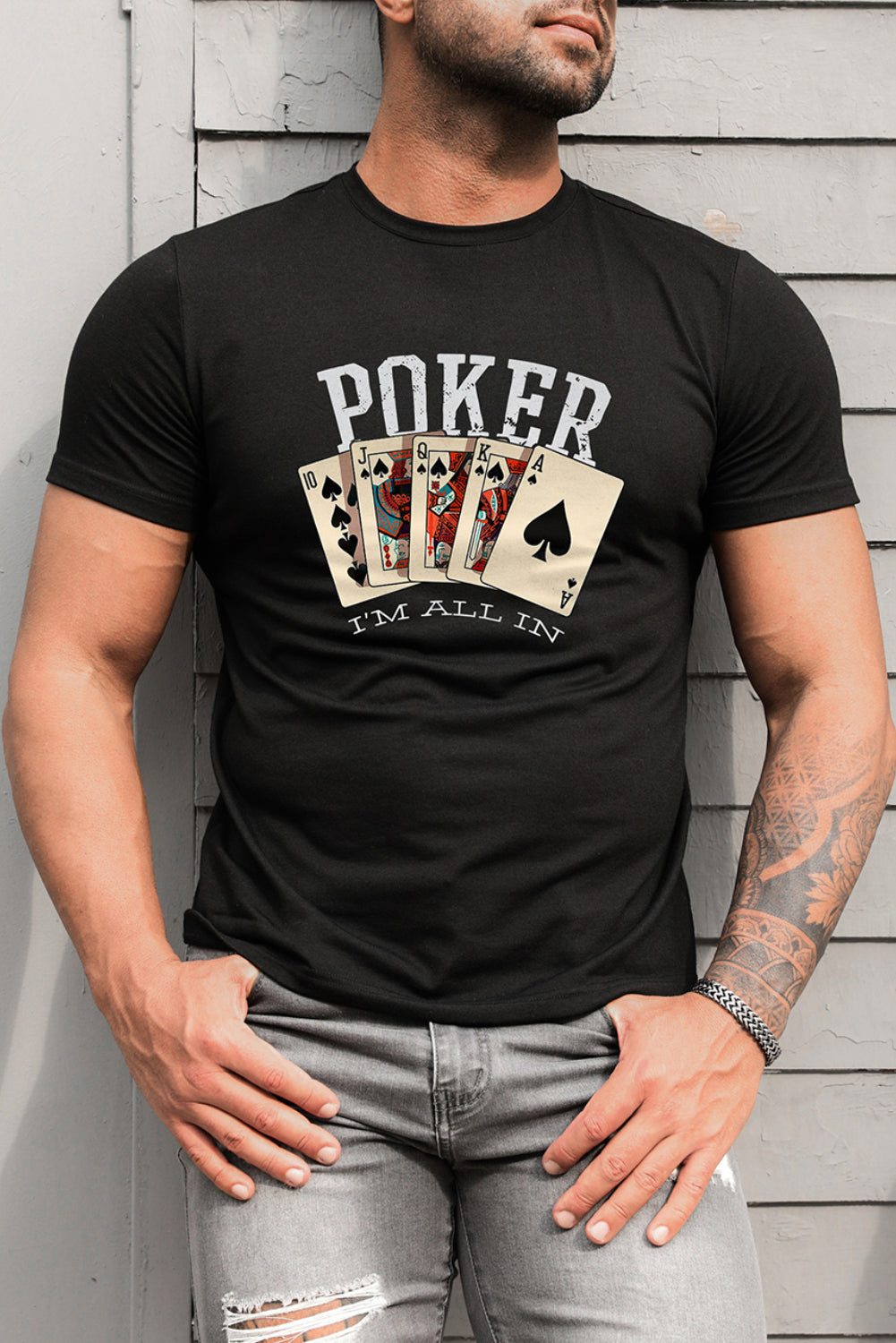 Men's Playing Cards Print Short Sleeve Graphic T-shirt