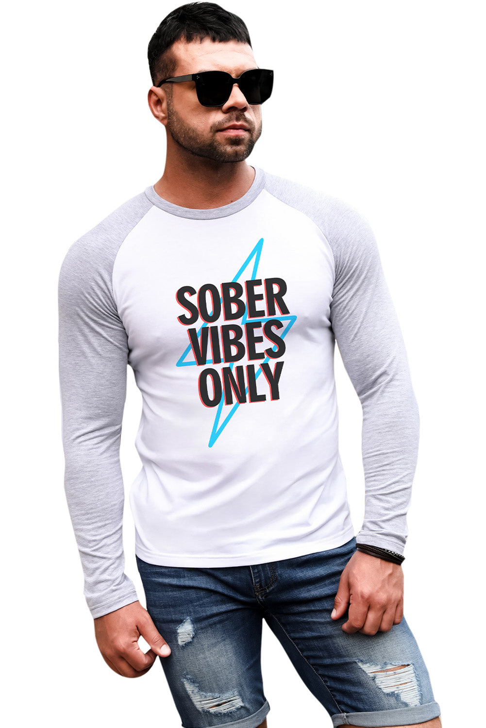 Men's Letter Skull Print Color Block Long Sleeve Top