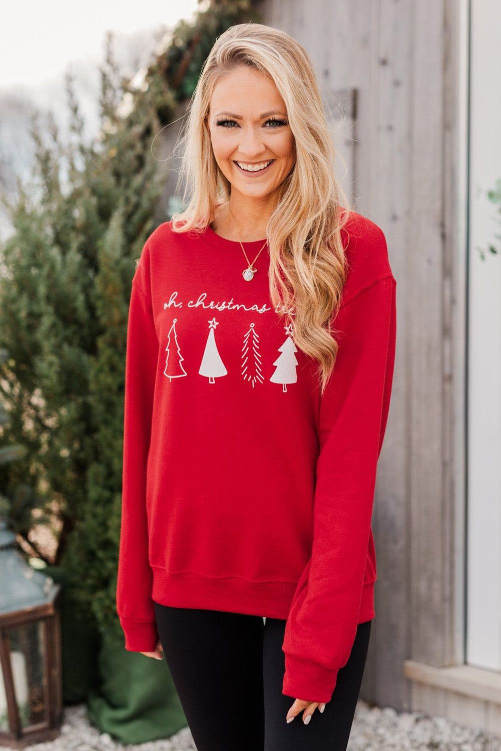 Merry Christmas Graphic Print Long Sleeve Sweatshirt