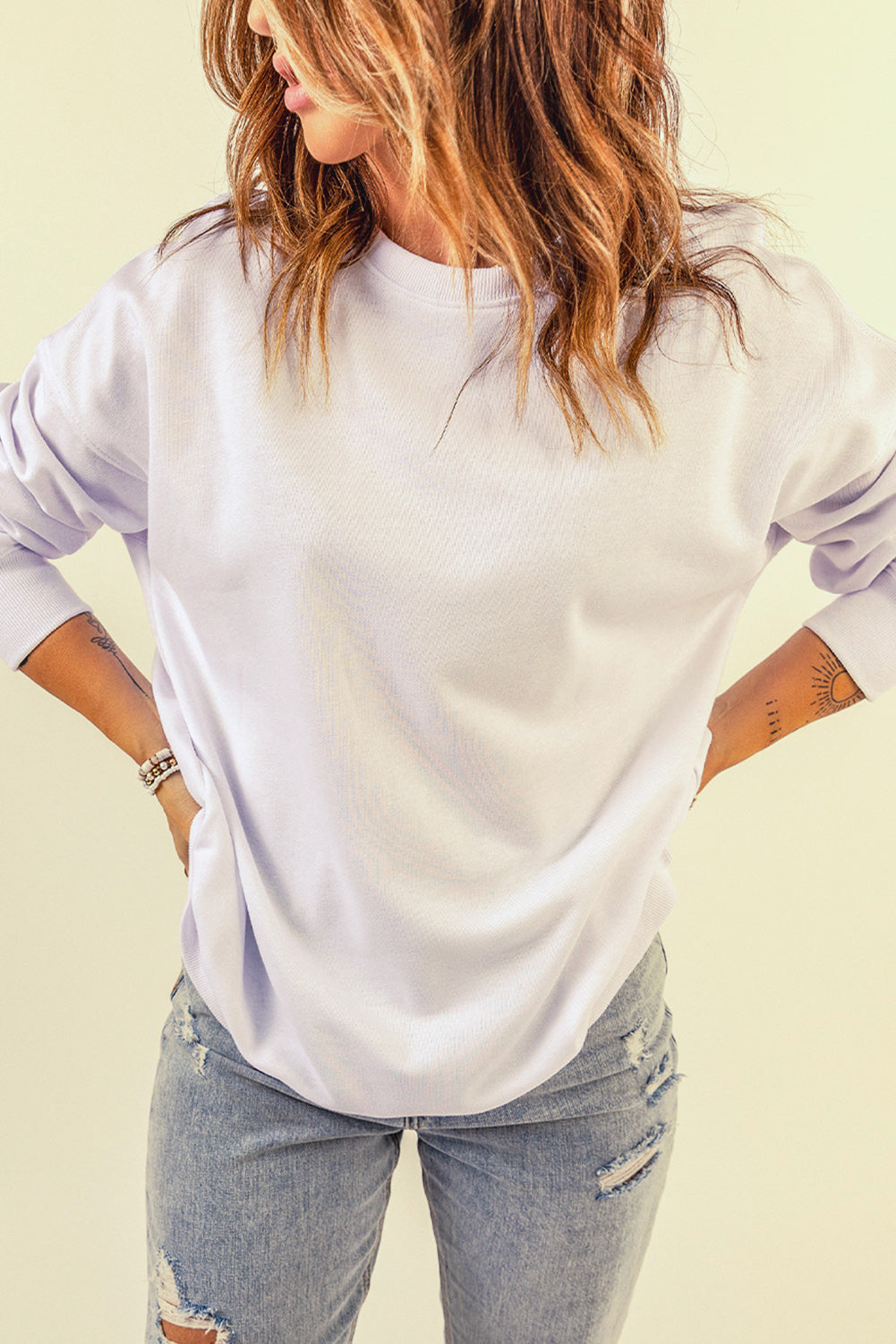 Dark Blue Oversized Solid Drop Shoulder Sweatshirt