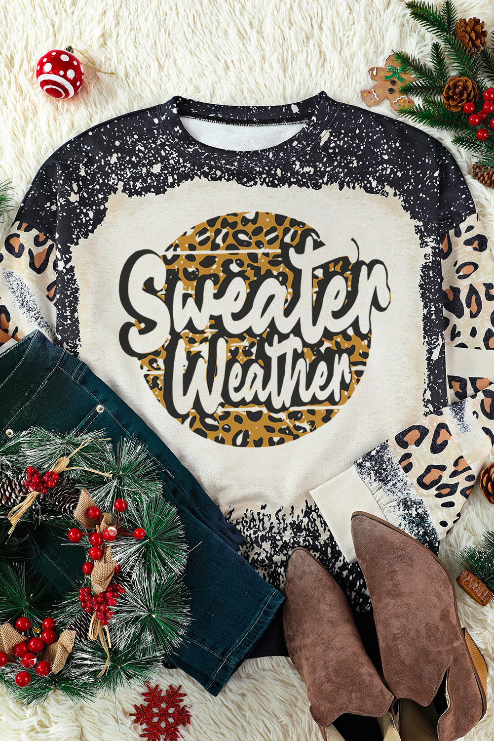 GAME DAY Leopard Rugby Print Graphic Sweatshirt