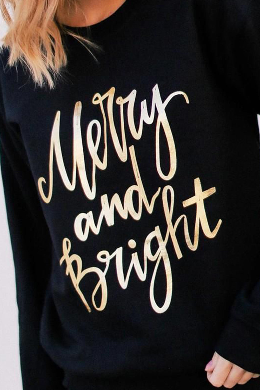 Merry Christmas Graphic Print Long Sleeve Sweatshirt
