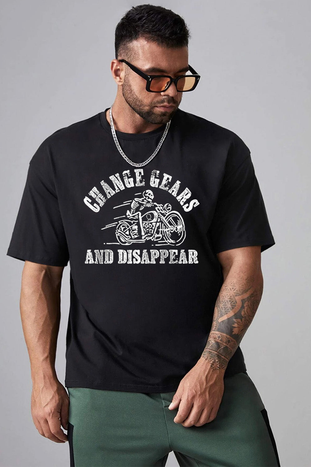 Robotic Bear Print Loose Drop Shoulder Men's T-shirt