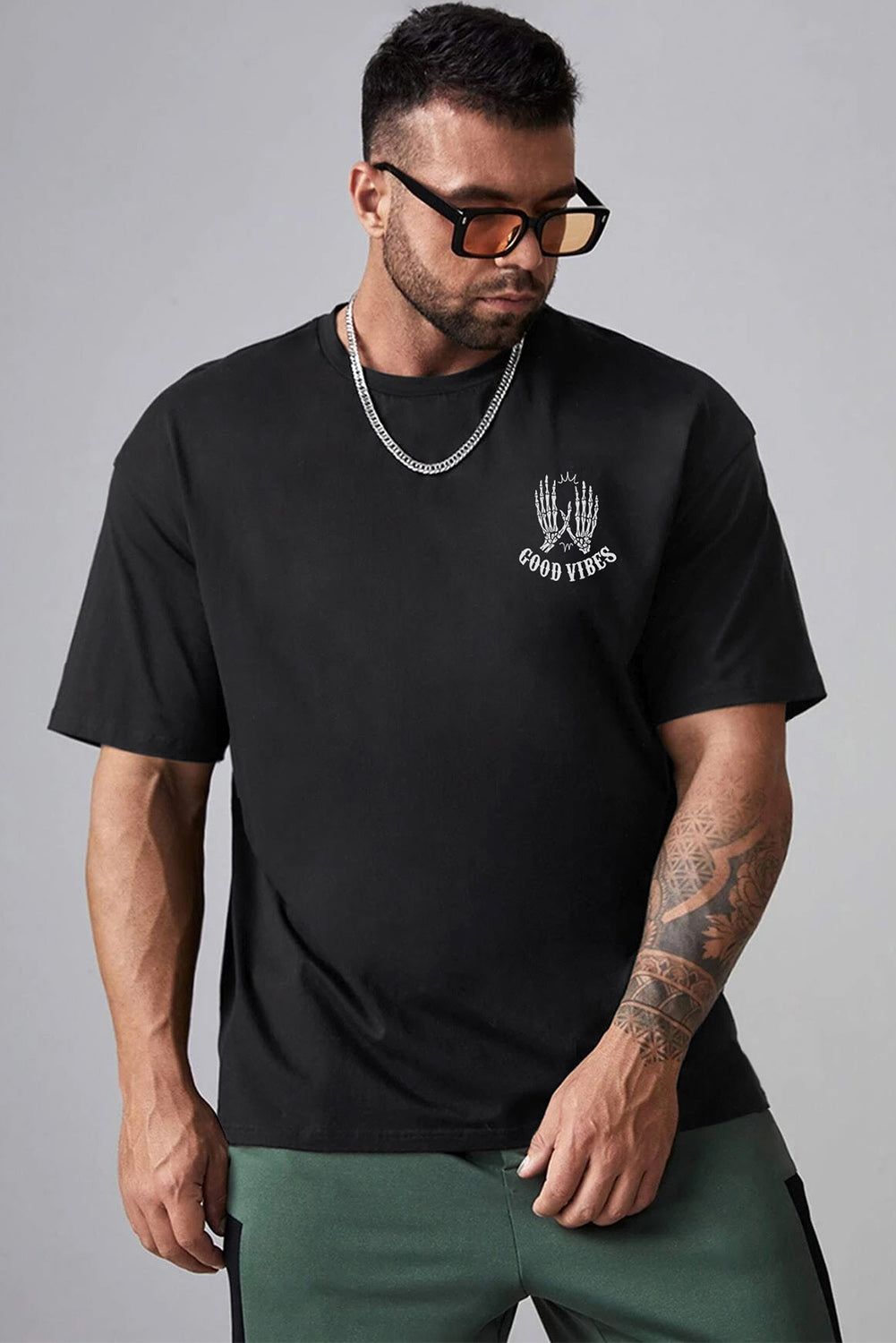 DO IT Letter Print O Neck Men's Oversized Tee