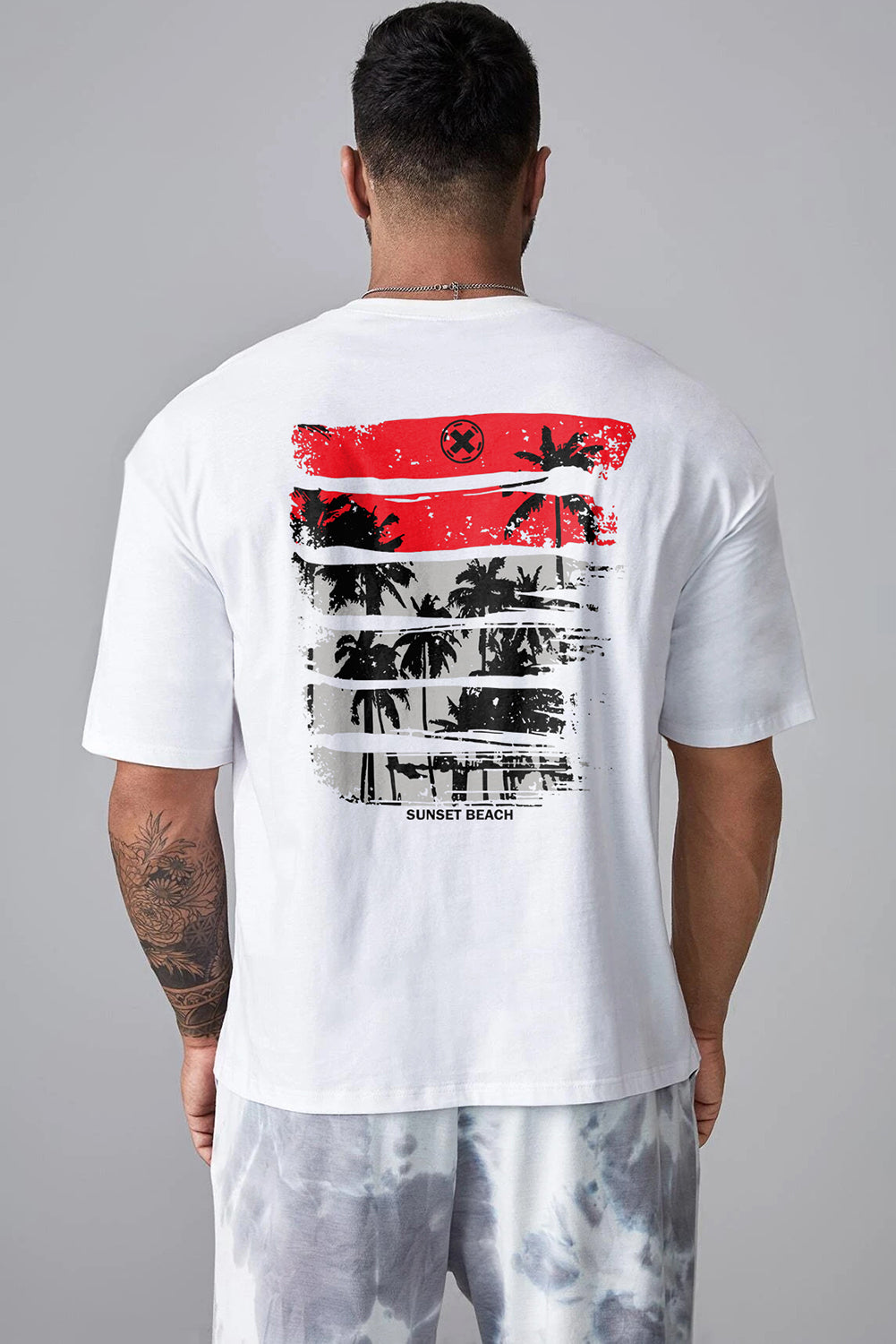 Robotic Bear Print Loose Drop Shoulder Men's T-shirt