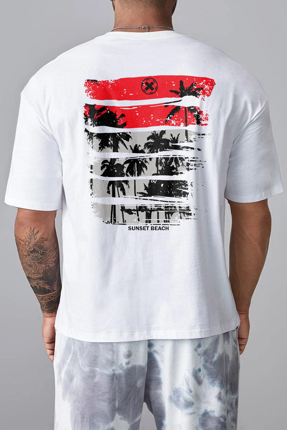 Robotic Bear Print Loose Drop Shoulder Men's T-shirt