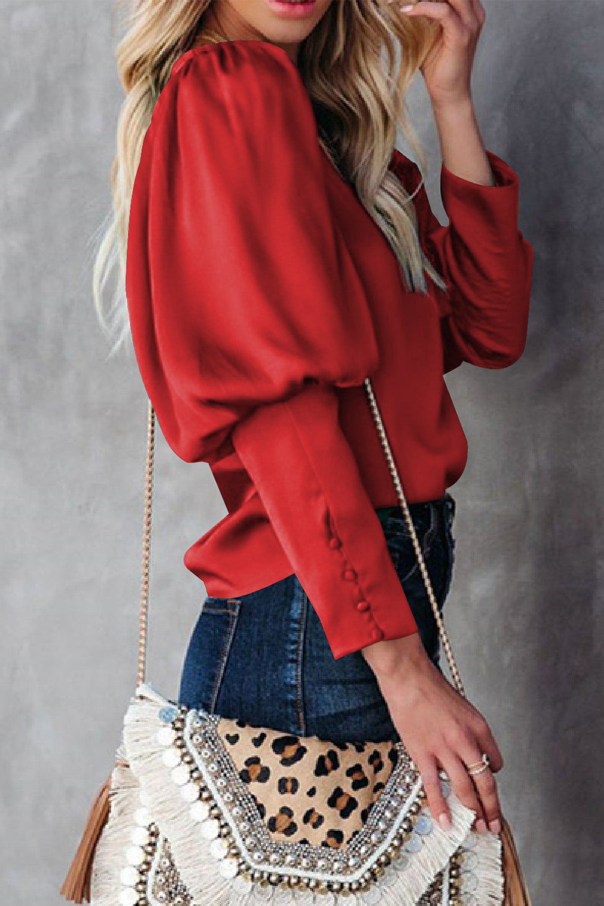 Satin Cuffed Sleeve Shirt
