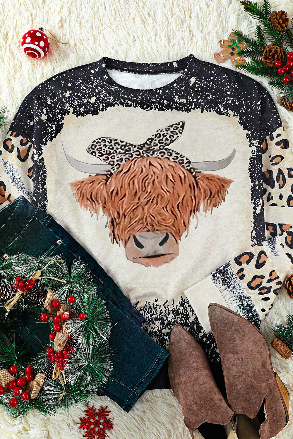 GAME DAY Leopard Rugby Print Graphic Sweatshirt