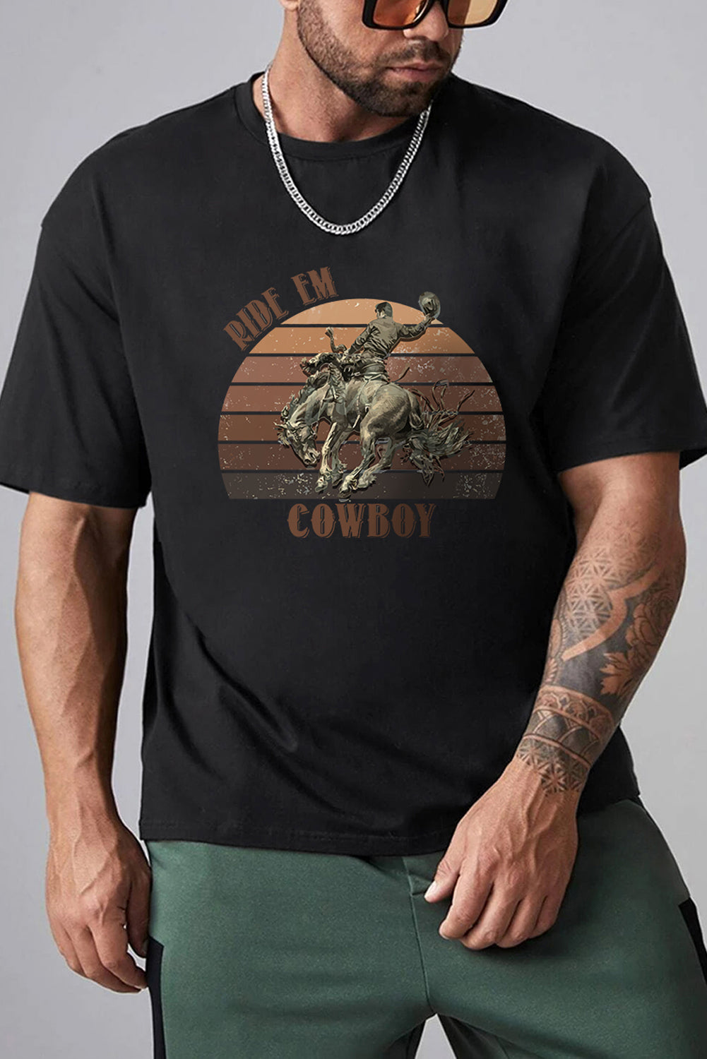 Robotic Bear Print Loose Drop Shoulder Men's T-shirt