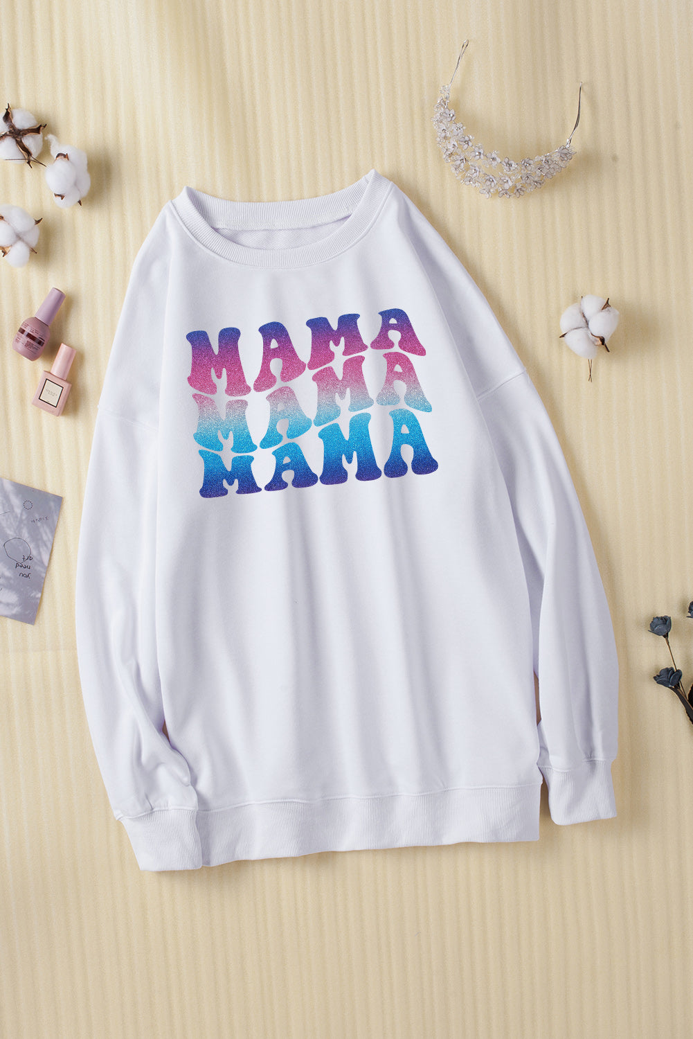 Dark Blue Oversized Solid Drop Shoulder Sweatshirt