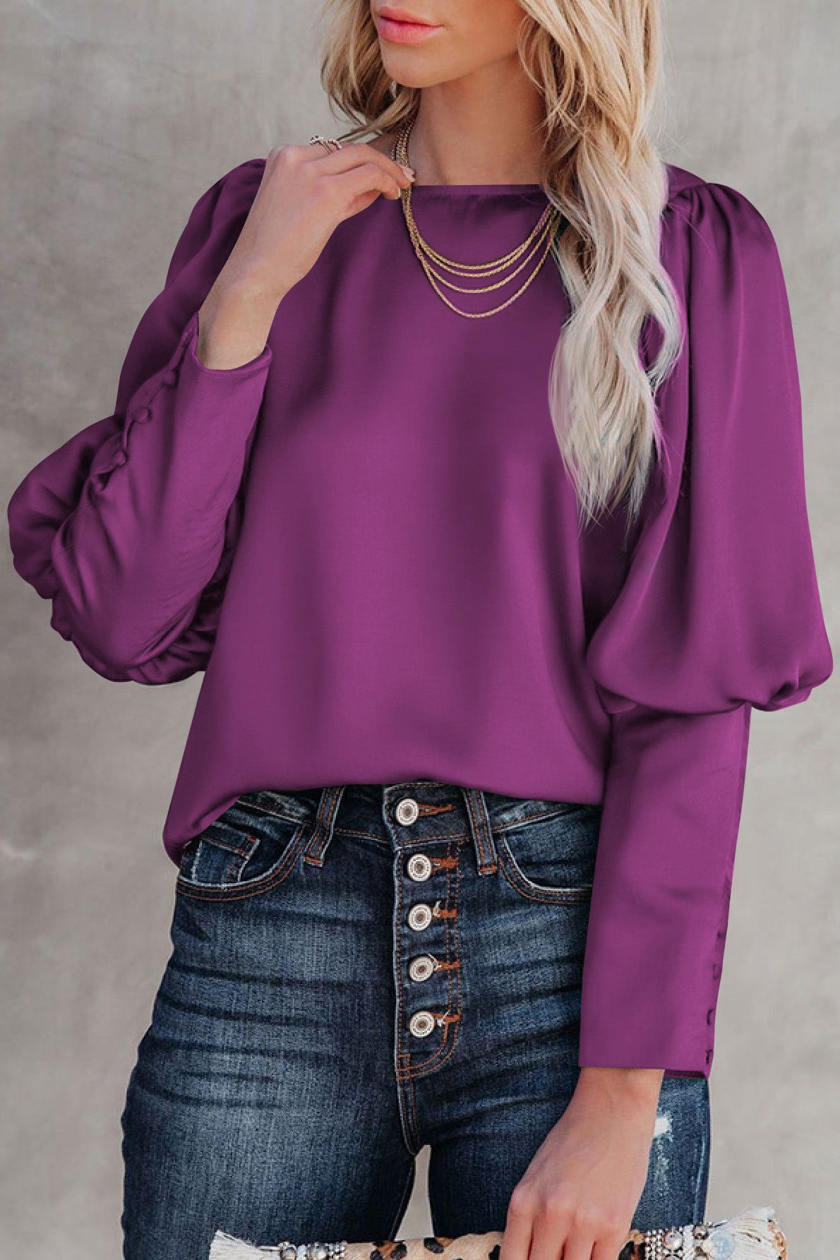 Satin Cuffed Sleeve Shirt