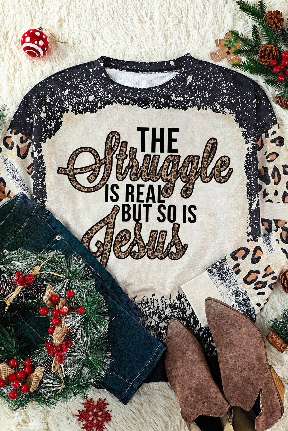 GAME DAY Leopard Rugby Print Graphic Sweatshirt