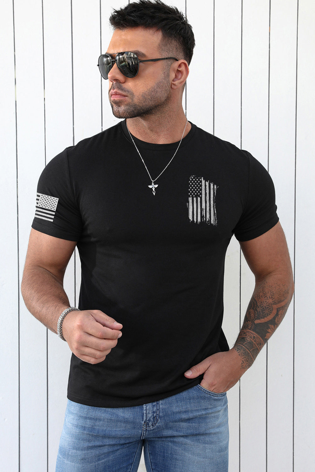 Crew Neck Slogan Letter Print Men's Graphic Tee