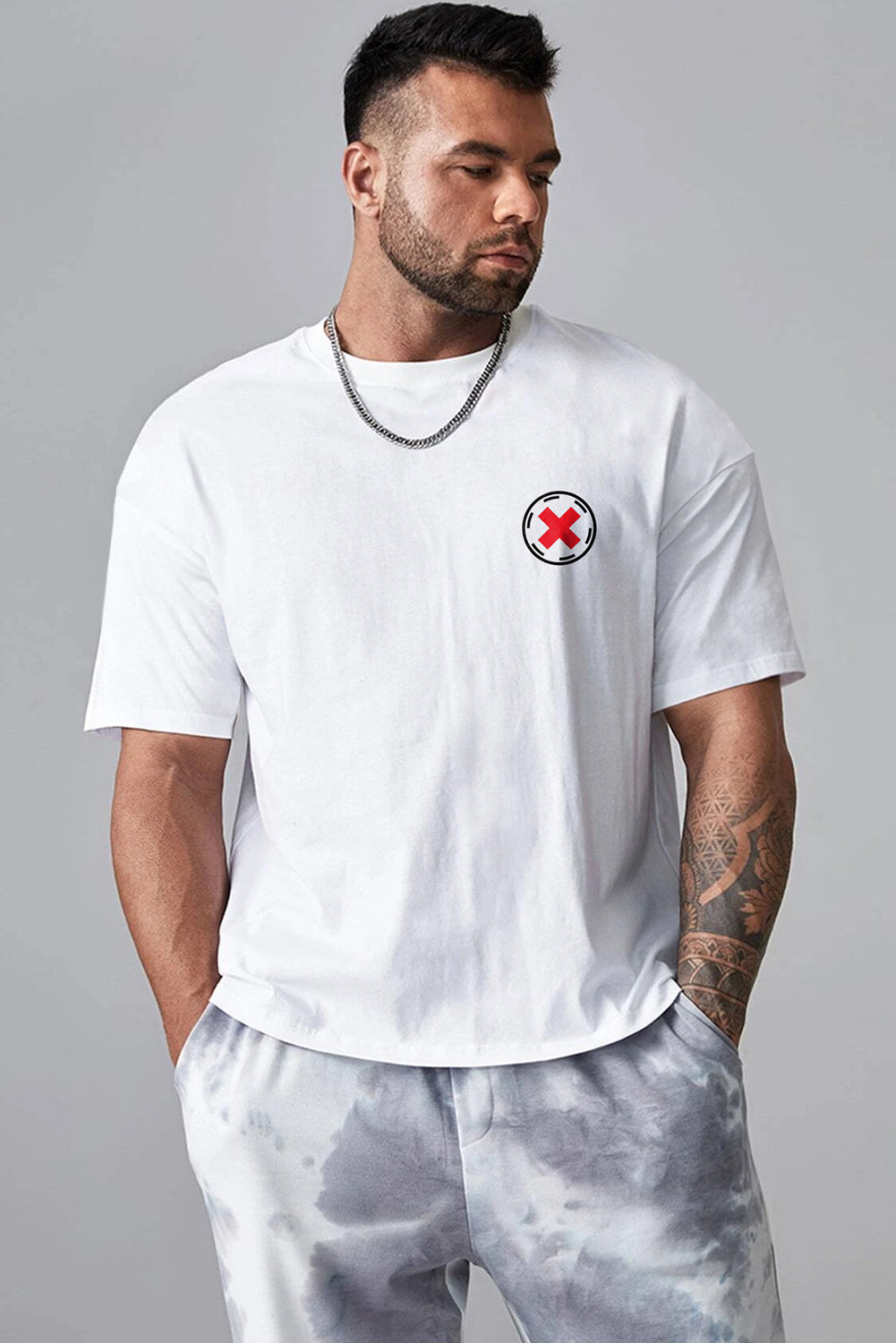 Robotic Bear Print Loose Drop Shoulder Men's T-shirt