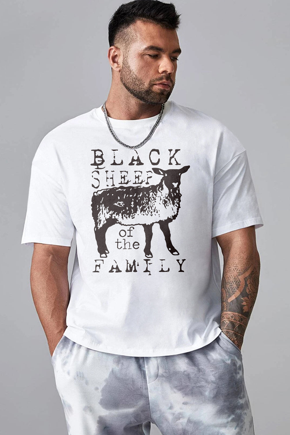 Robotic Bear Print Loose Drop Shoulder Men's T-shirt