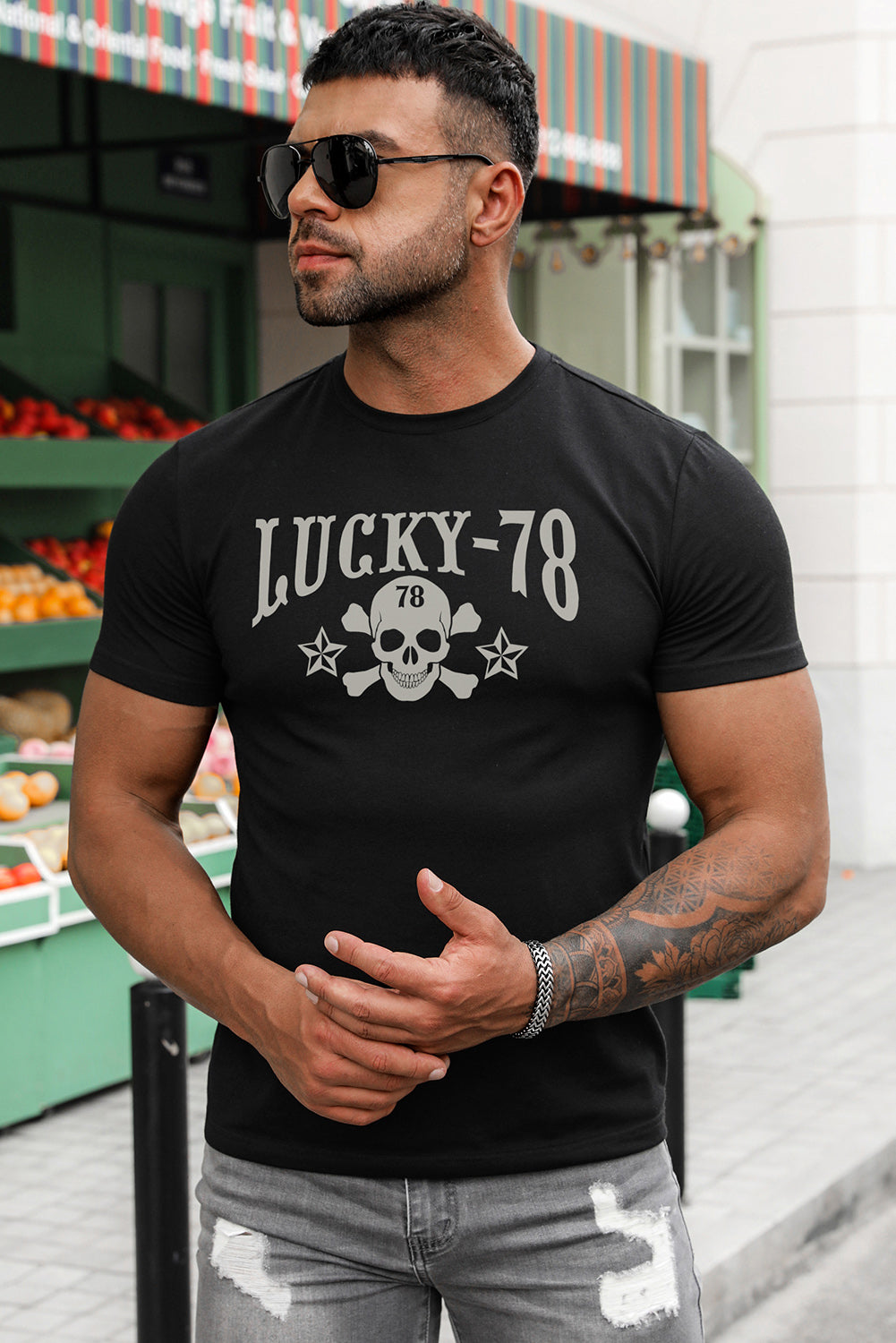 Crew Neck Slogan Letter Print Men's Graphic Tee