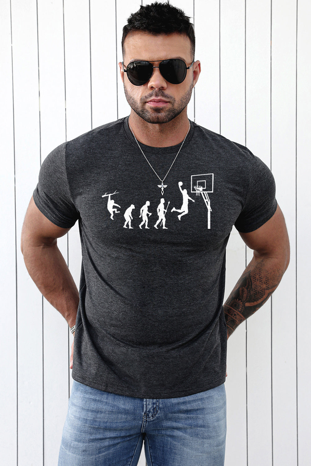 Crew Neck Slogan Letter Print Men's Graphic Tee