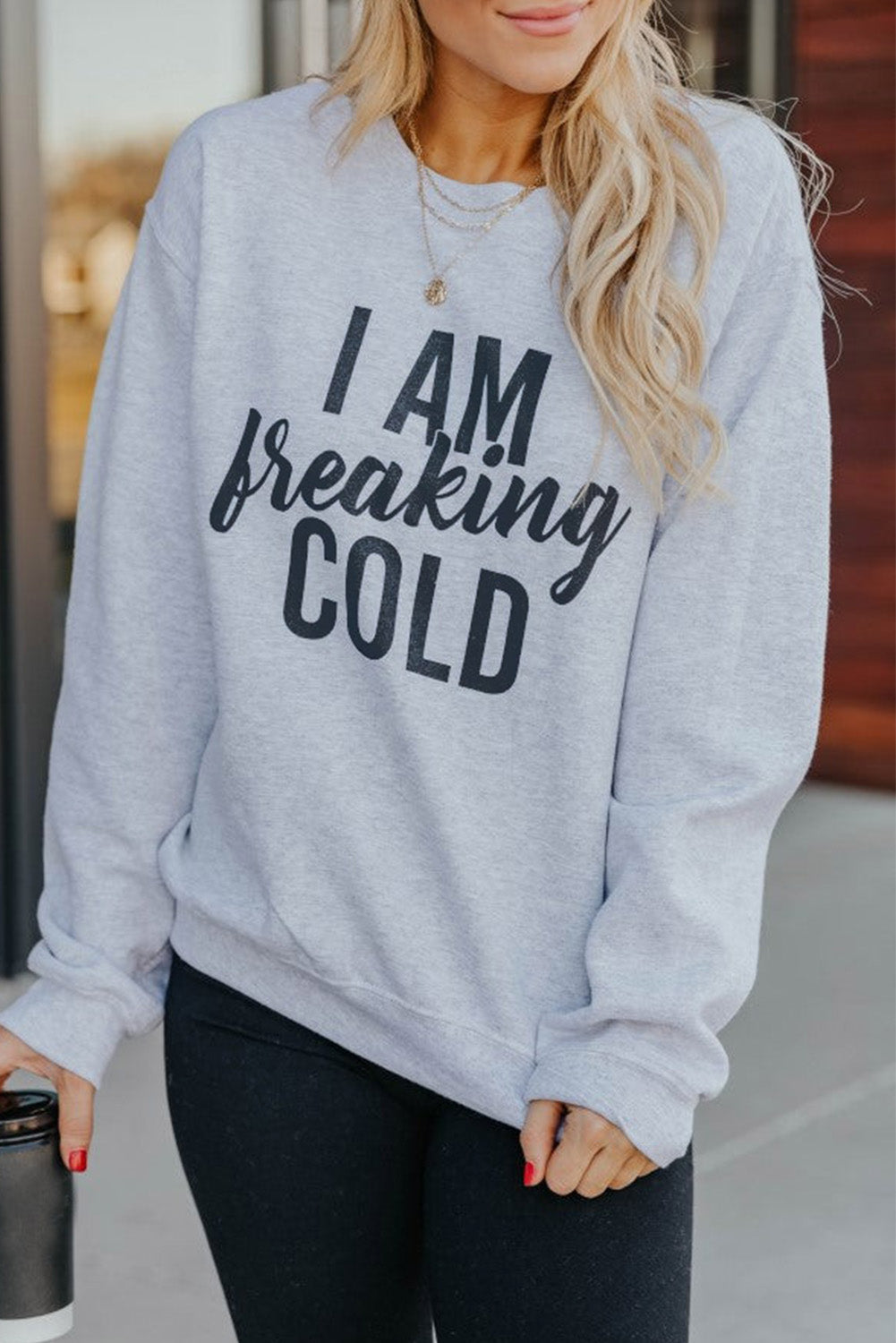 Merry Christmas Graphic Print Long Sleeve Sweatshirt