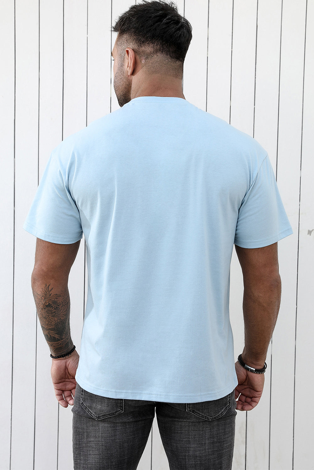 CRAYONS Letter Print O-neck Short Sleeve Men's T Shirt