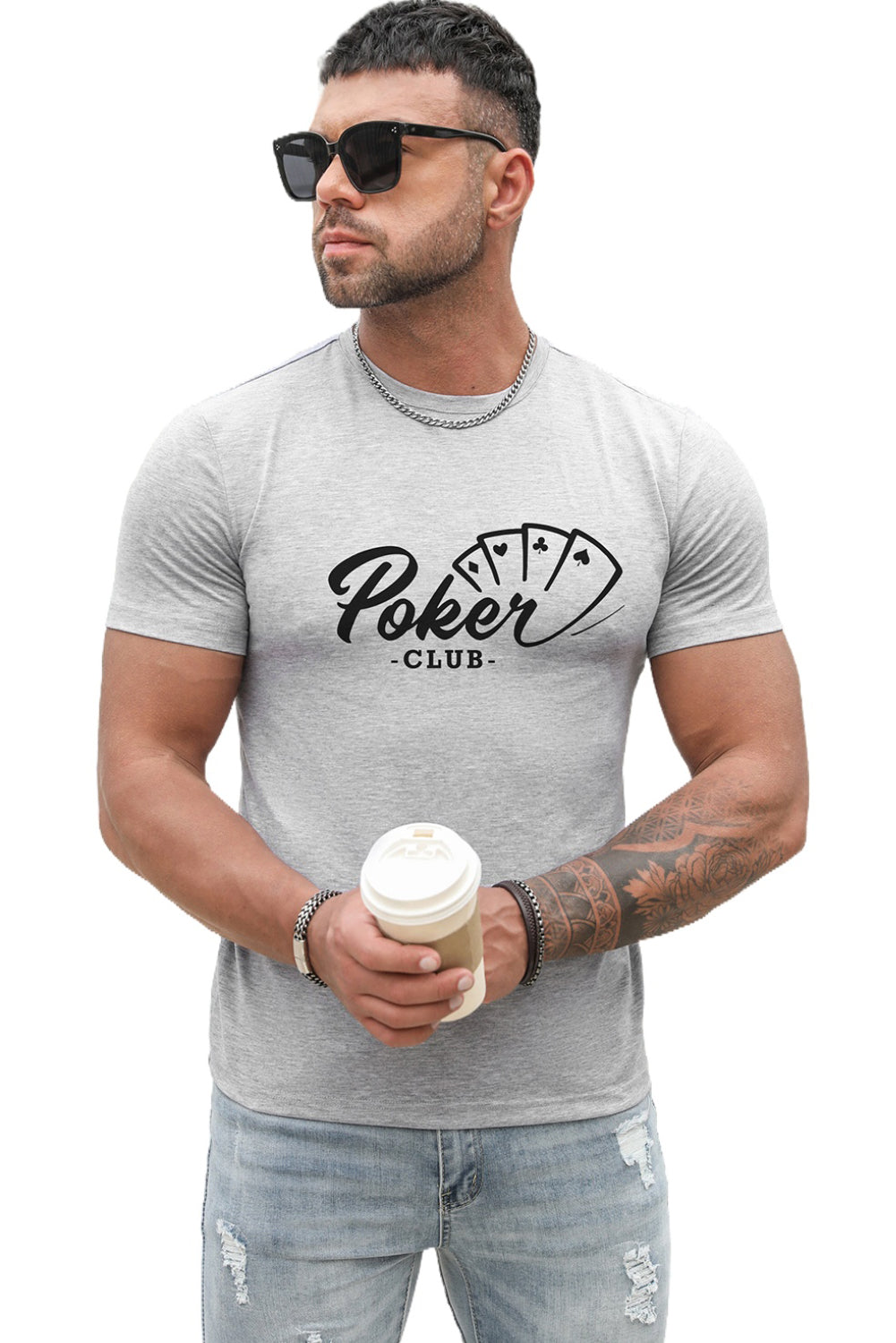 Men's Playing Cards Print Short Sleeve Graphic T-shirt