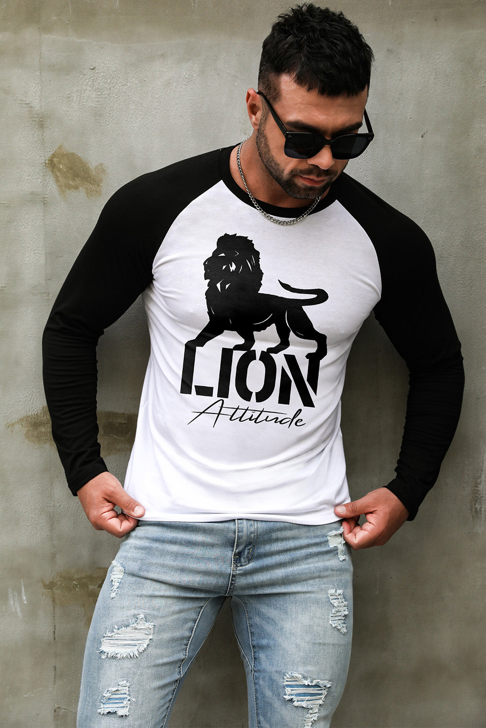 WITHOUT A STOP Horse Print Color Block Men's Top