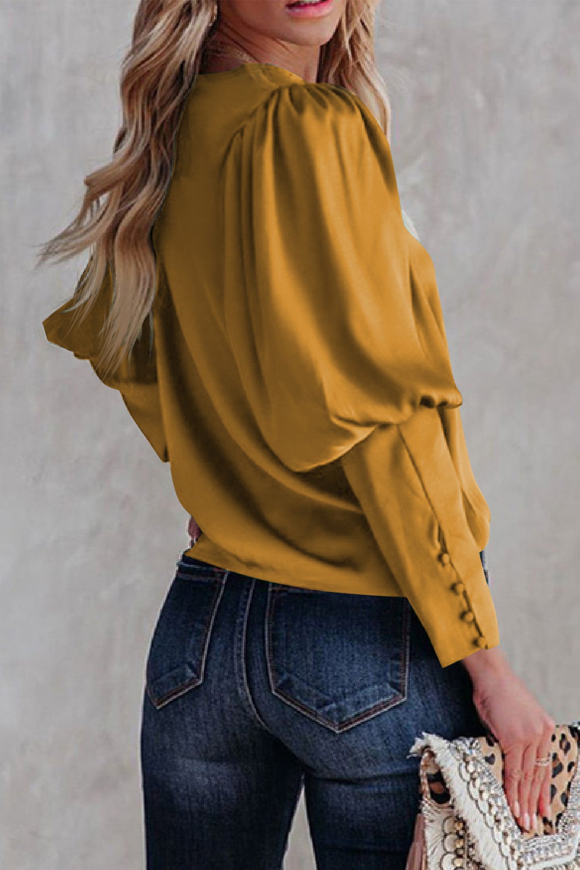 Satin Cuffed Sleeve Shirt
