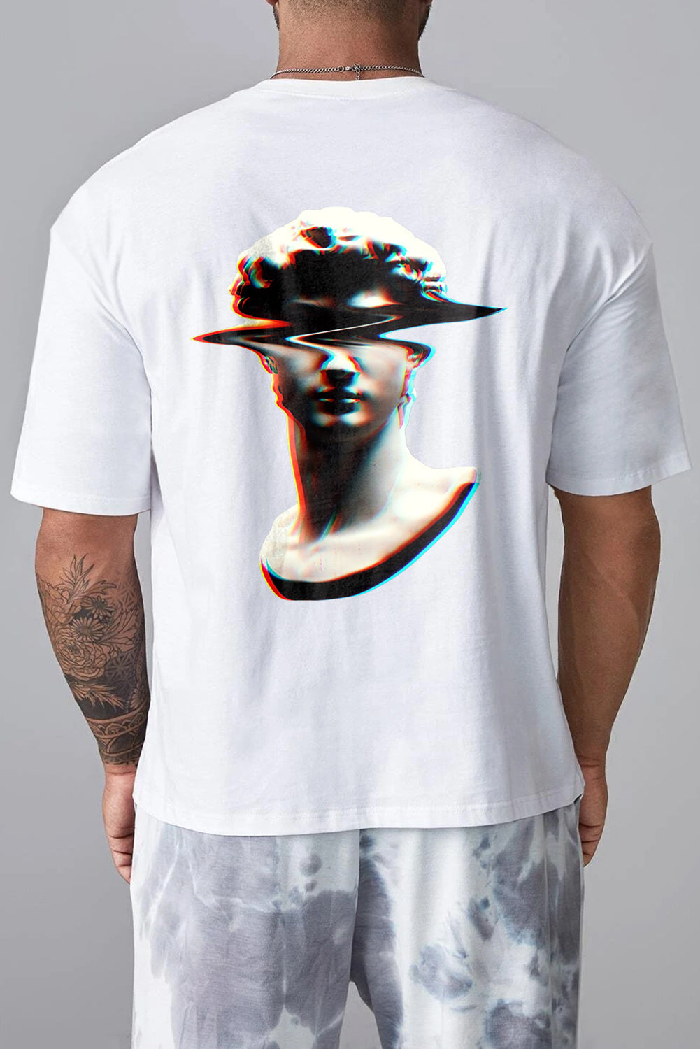 Robotic Bear Print Loose Drop Shoulder Men's T-shirt