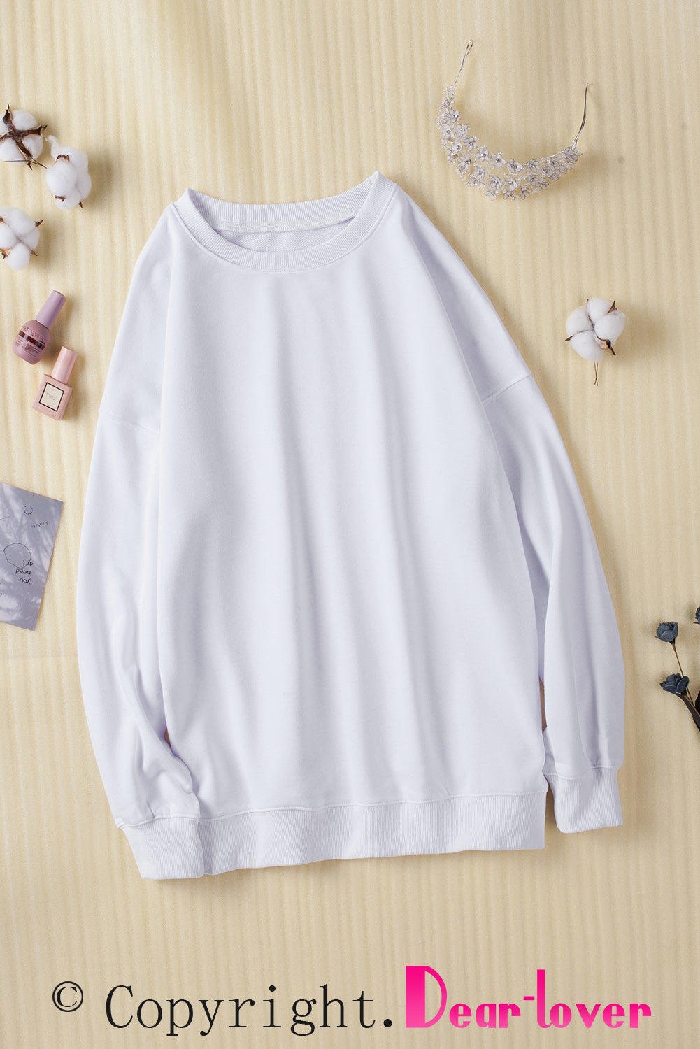 Dark Blue Oversized Solid Drop Shoulder Sweatshirt