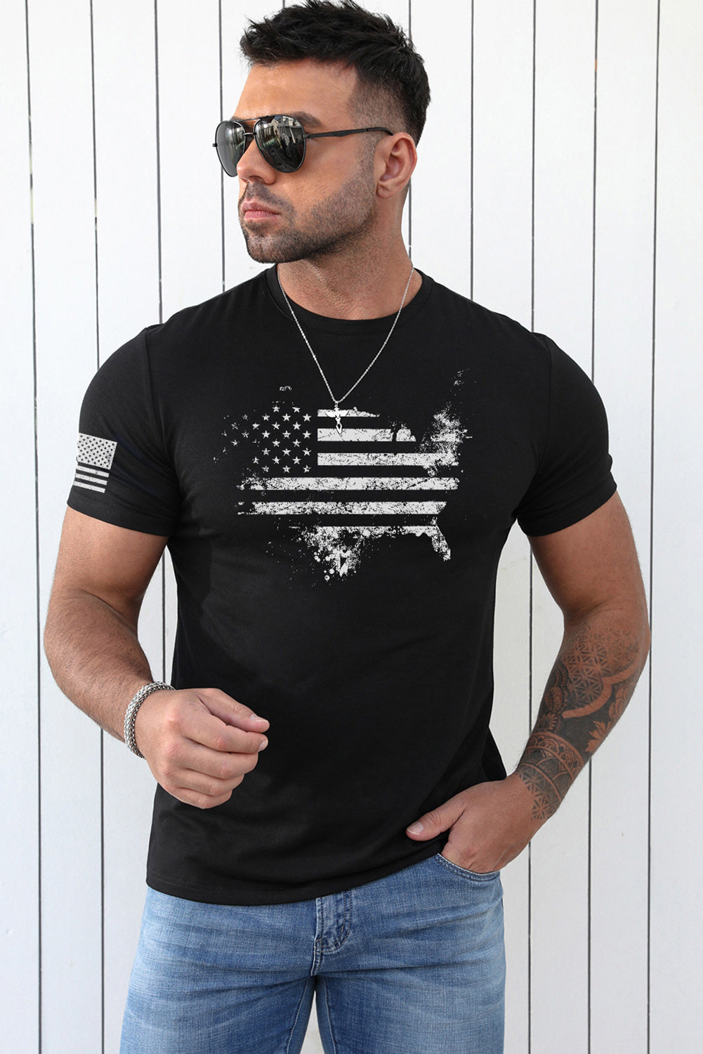 Crew Neck Slogan Letter Print Men's Graphic Tee