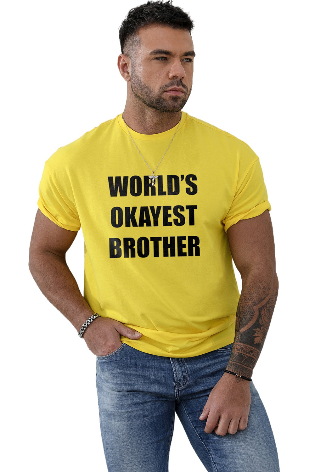 CRAYONS Letter Print O-neck Short Sleeve Men's T Shirt