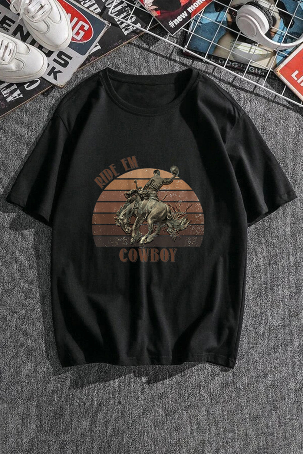Robotic Bear Print Loose Drop Shoulder Men's T-shirt