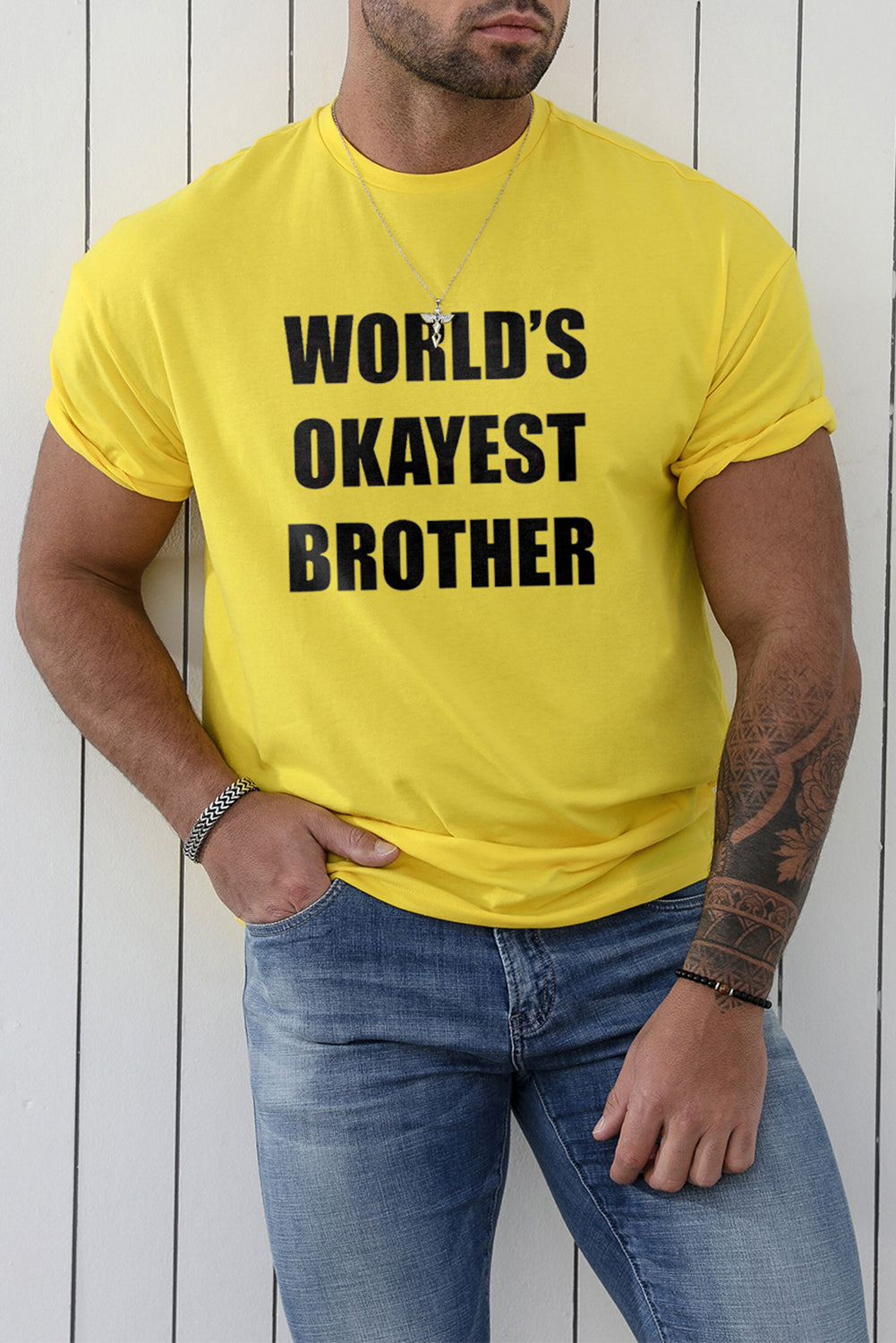 CRAYONS Letter Print O-neck Short Sleeve Men's T Shirt