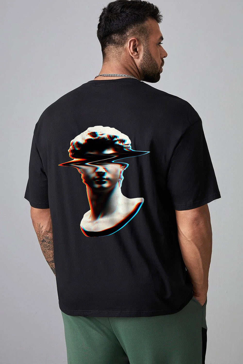 Robotic Bear Print Loose Drop Shoulder Men's T-shirt