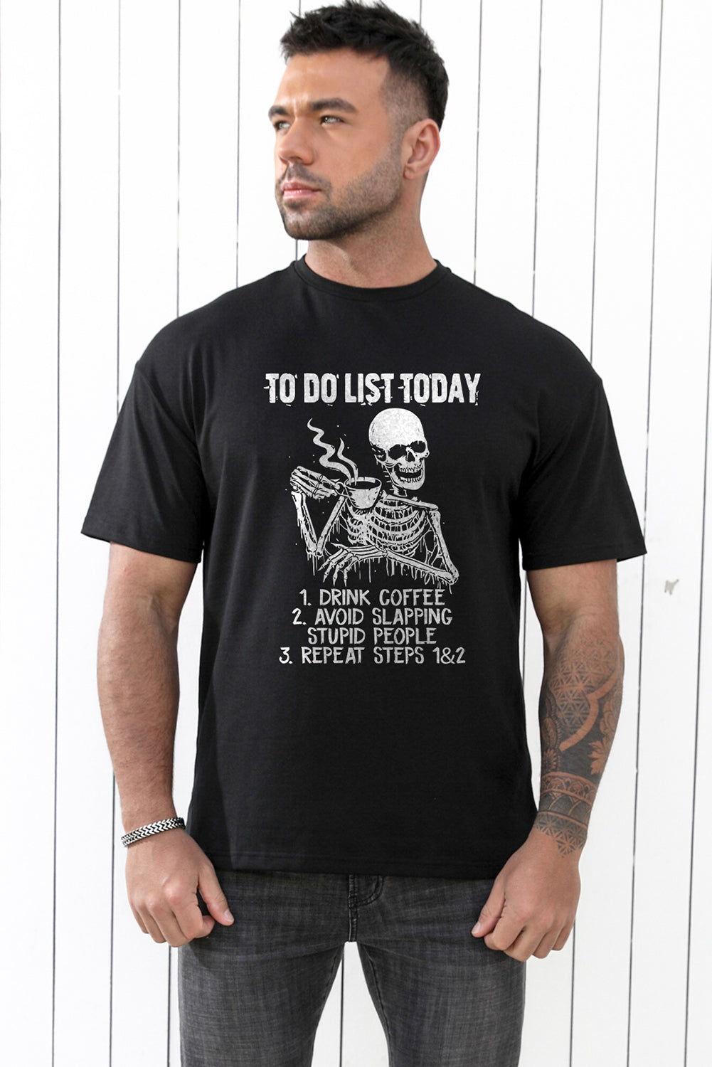 CRAYONS Letter Print O-neck Short Sleeve Men's T Shirt