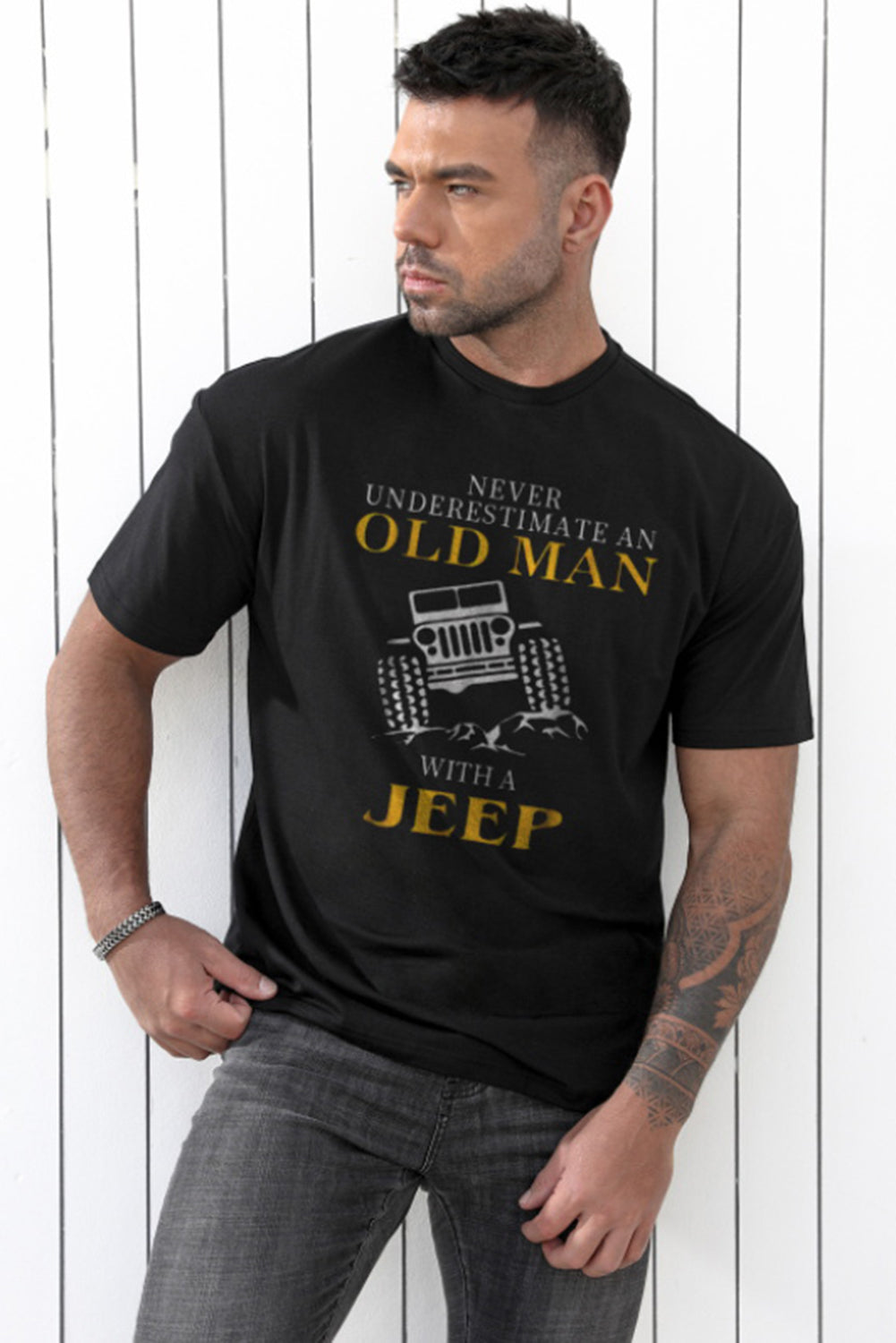 CRAYONS Letter Print O-neck Short Sleeve Men's T Shirt