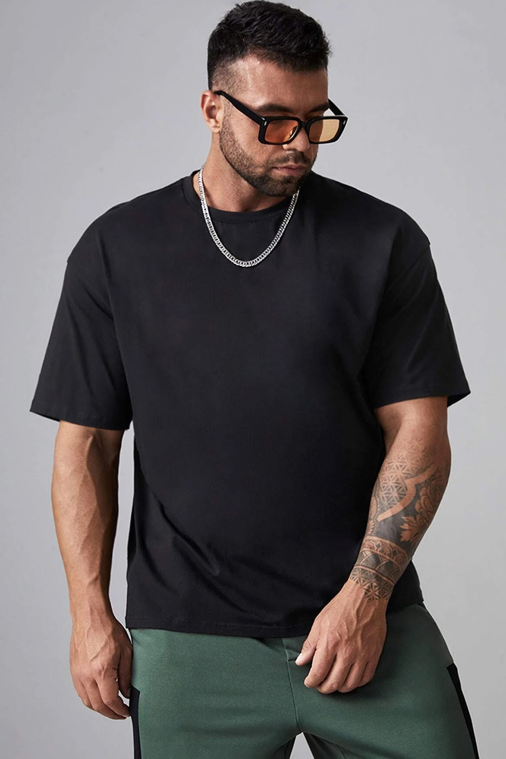 Robotic Bear Print Loose Drop Shoulder Men's T-shirt