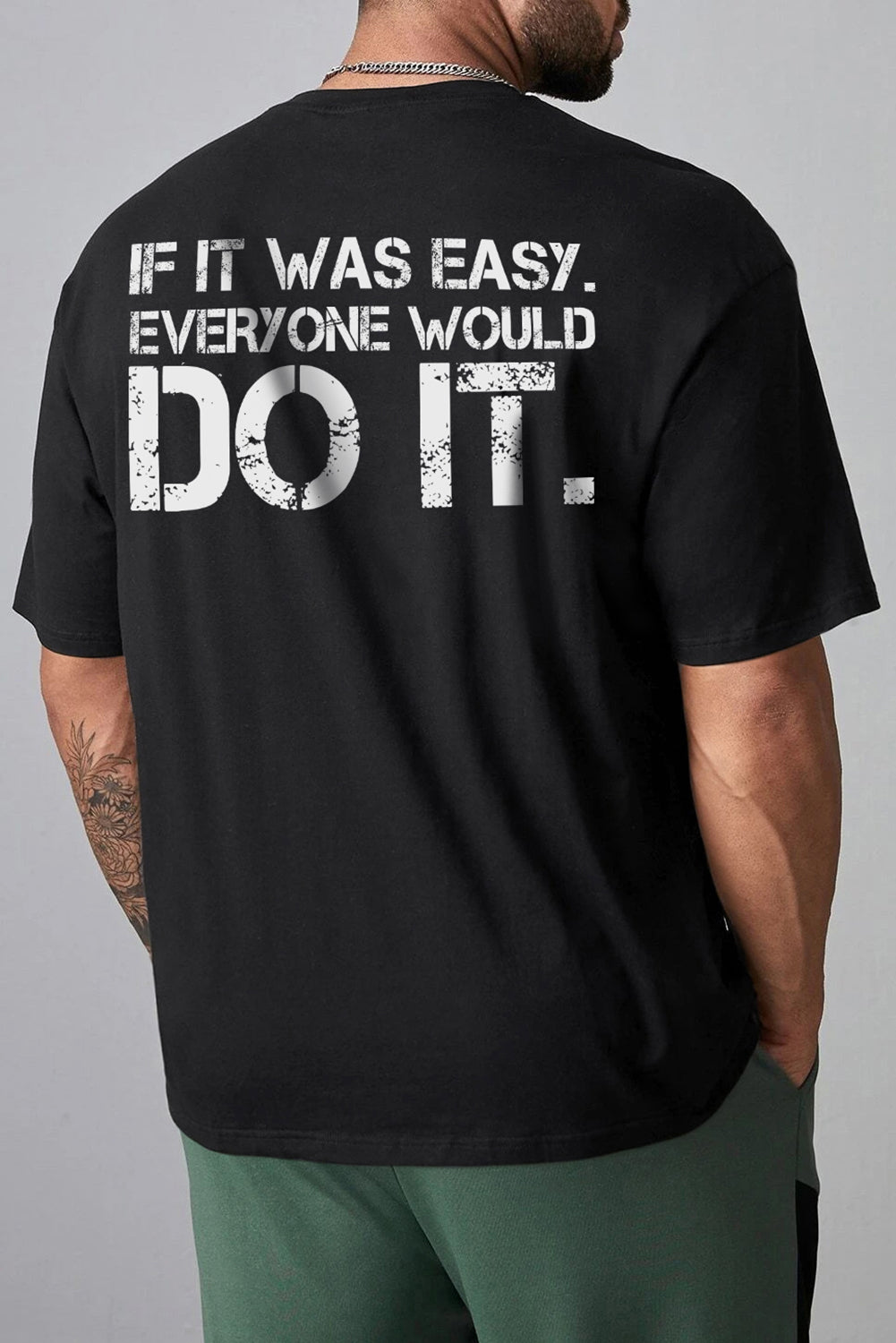 DO IT Letter Print O Neck Men's Oversized Tee