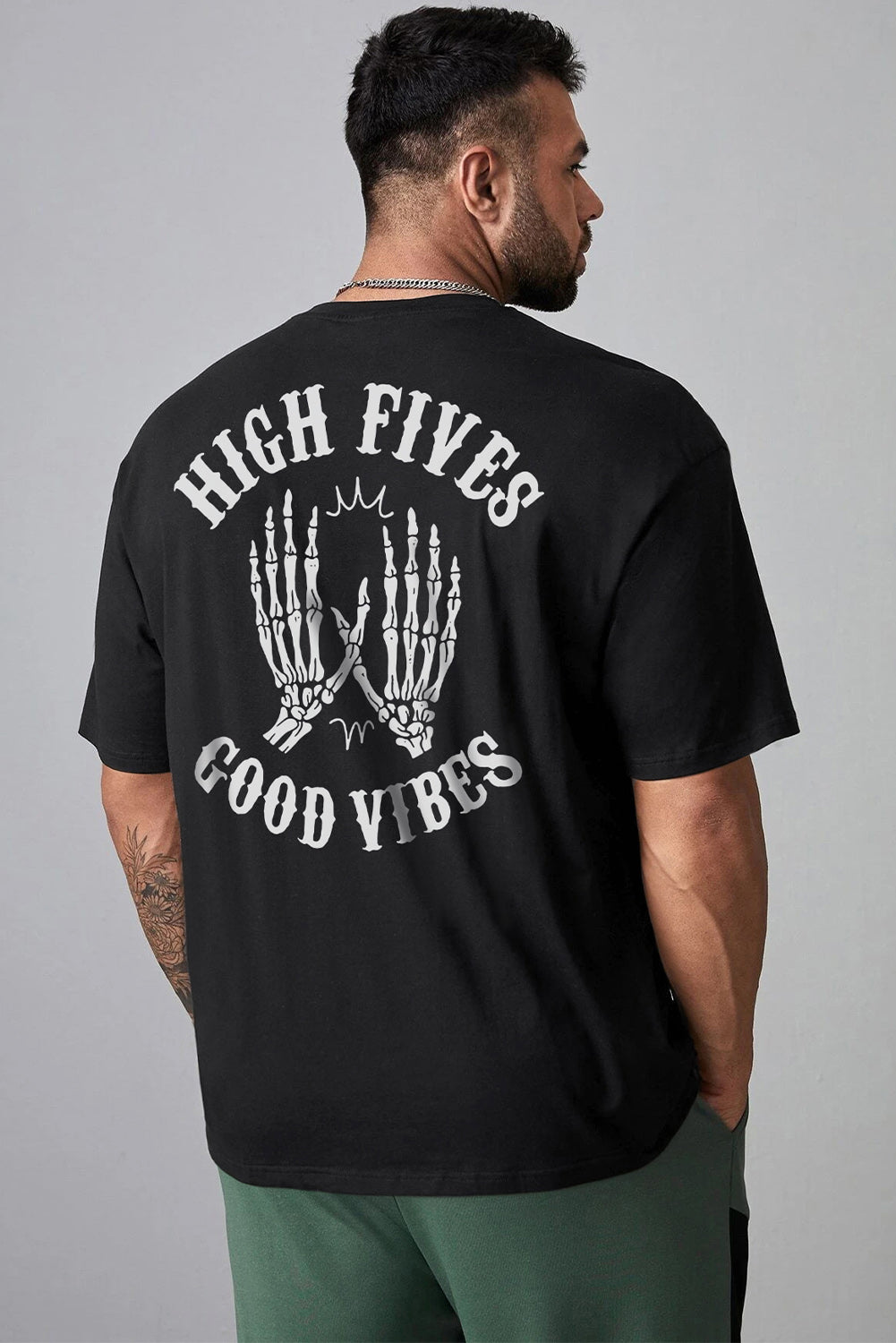 DO IT Letter Print O Neck Men's Oversized Tee