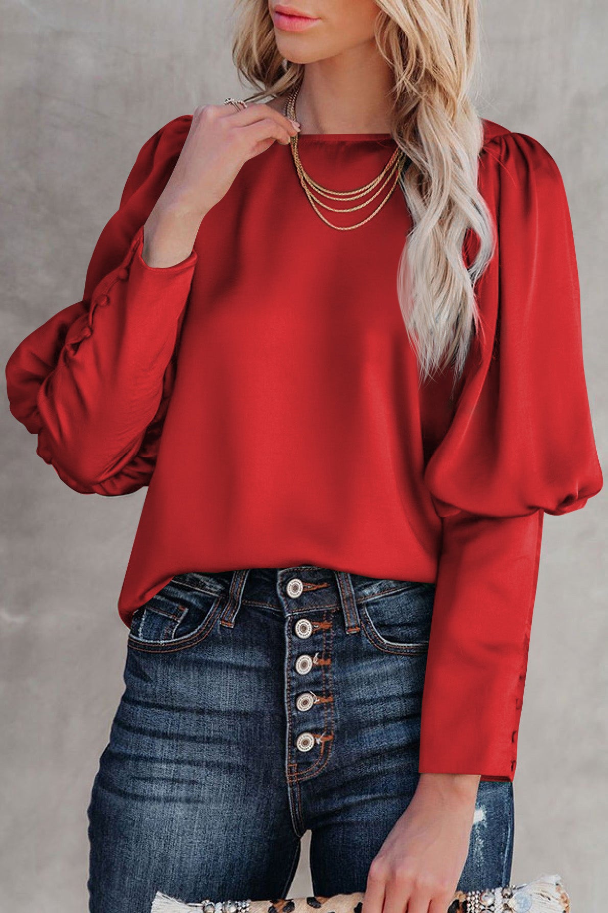 Satin Cuffed Sleeve Shirt
