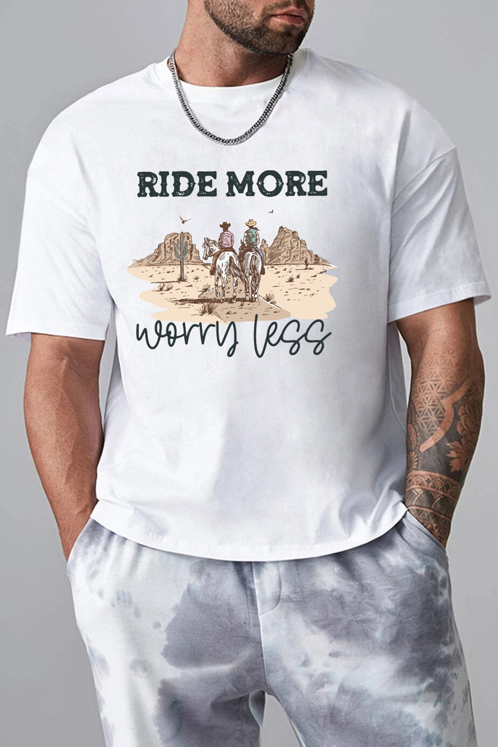 Robotic Bear Print Loose Drop Shoulder Men's T-shirt