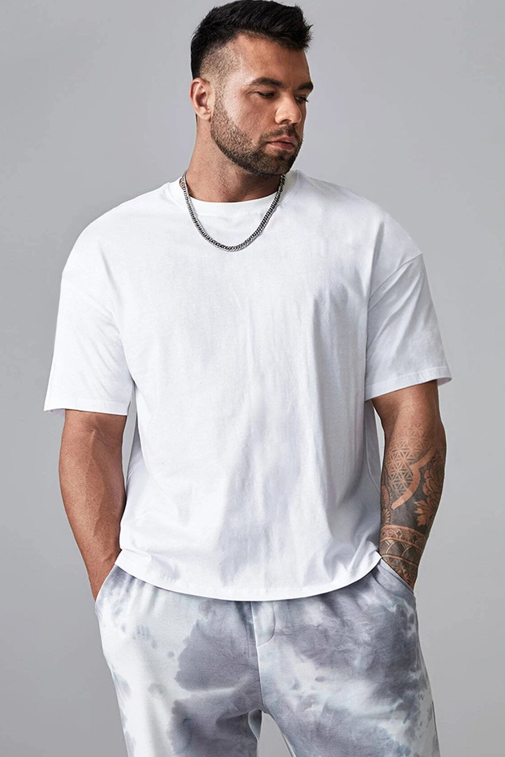 Robotic Bear Print Loose Drop Shoulder Men's T-shirt