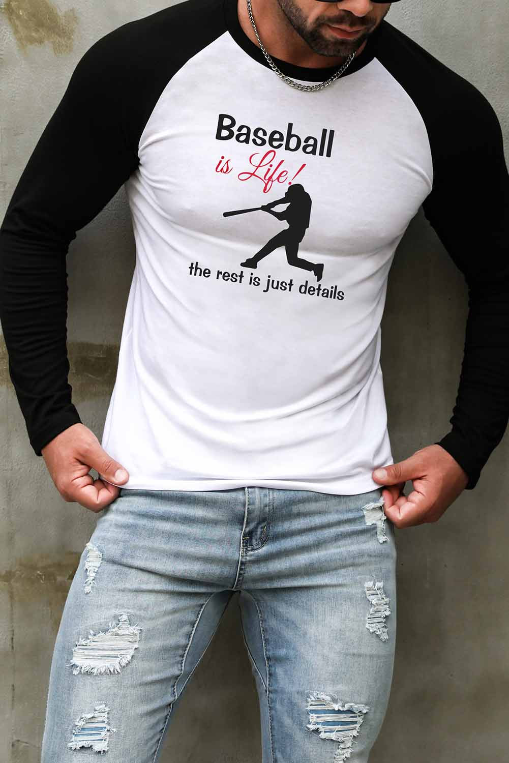 Men's Letter Skull Print Color Block Long Sleeve Top