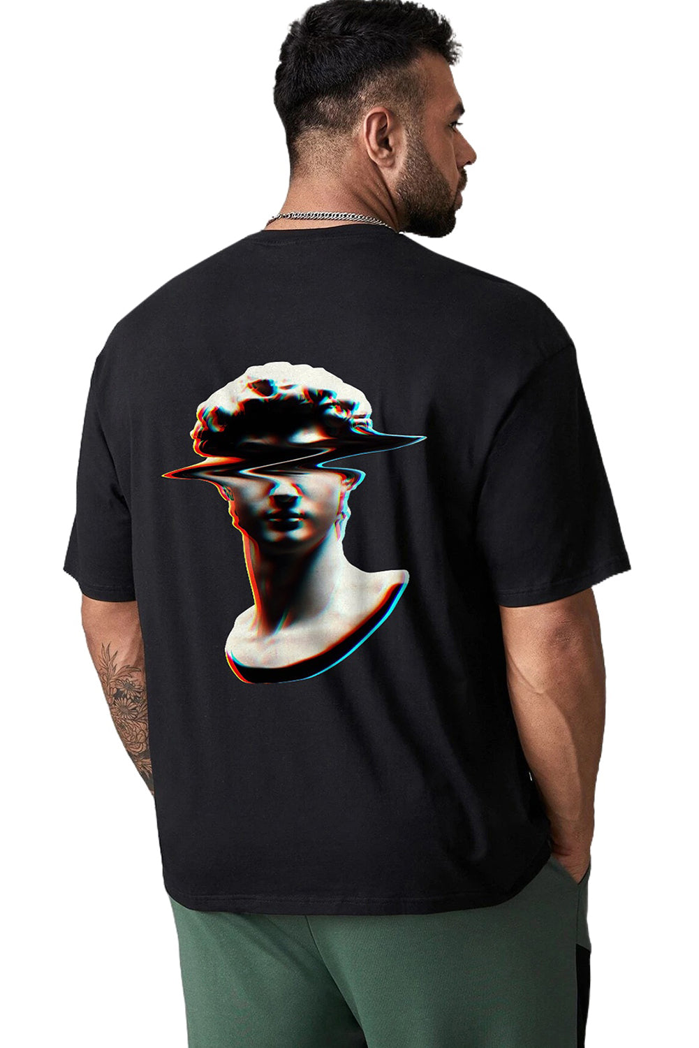 Robotic Bear Print Loose Drop Shoulder Men's T-shirt