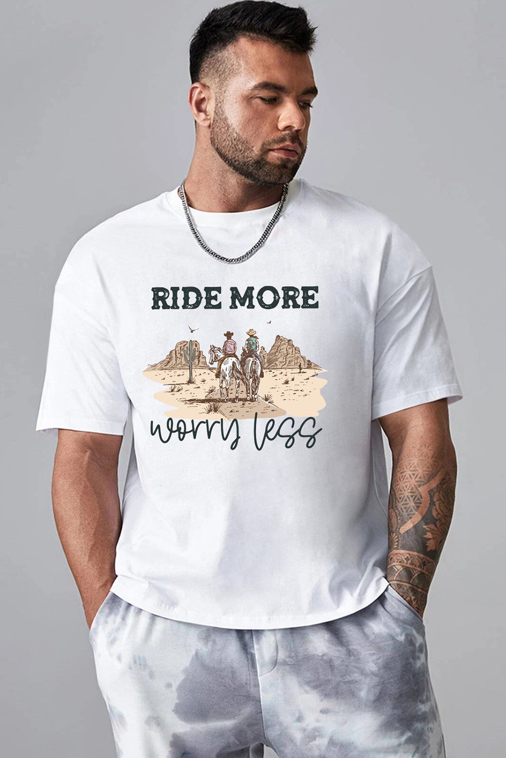 Robotic Bear Print Loose Drop Shoulder Men's T-shirt