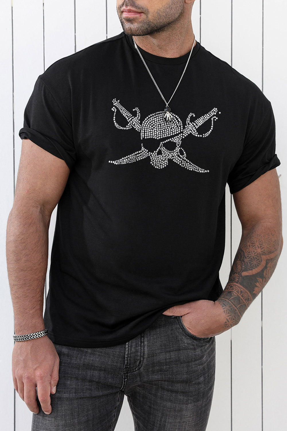 CRAYONS Letter Print O-neck Short Sleeve Men's T Shirt