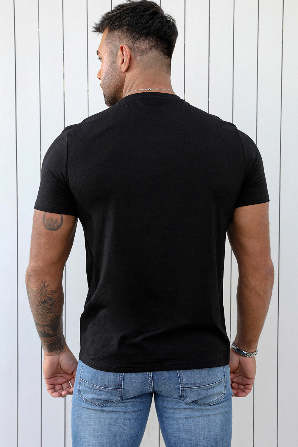 Crew Neck Slogan Letter Print Men's Graphic Tee