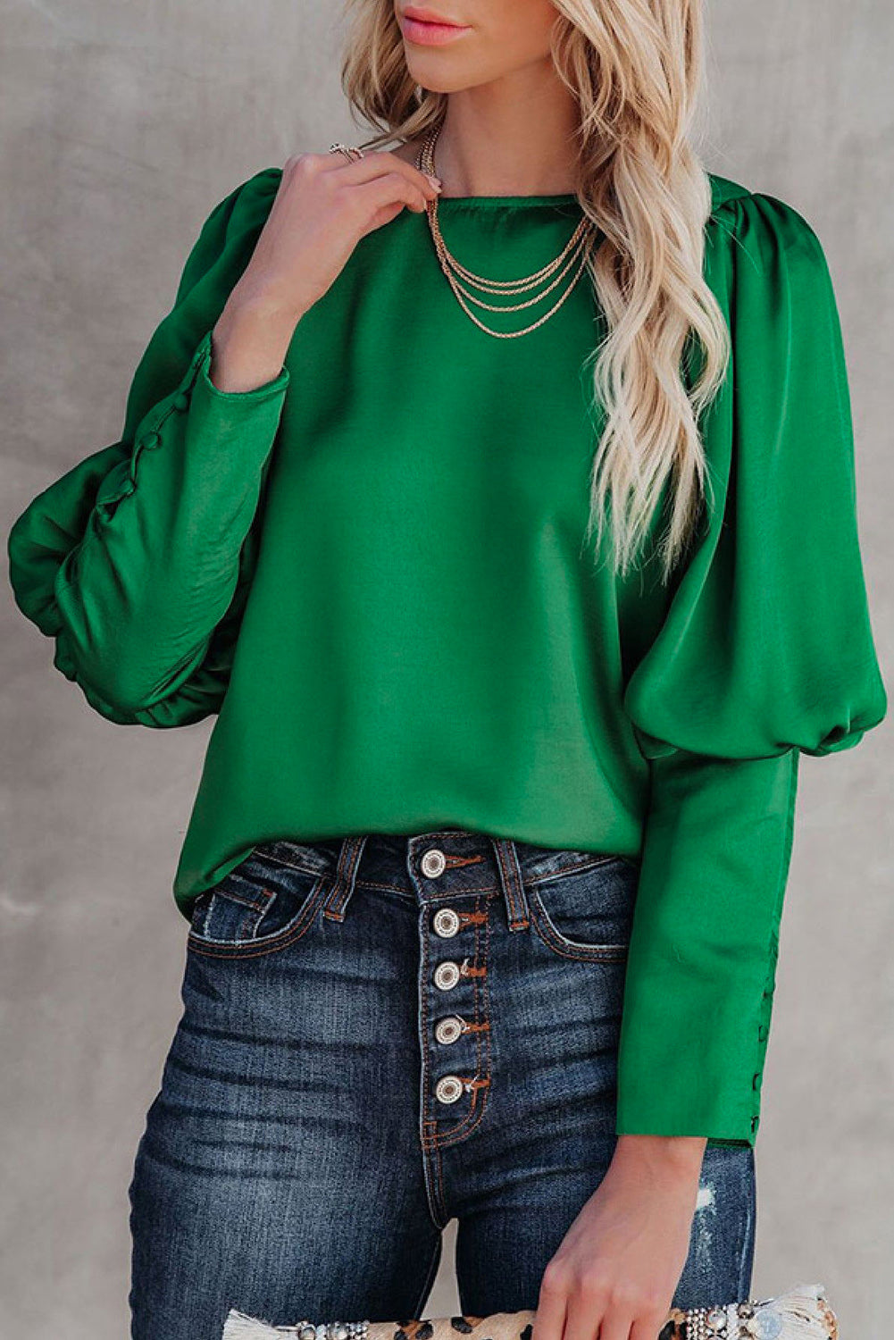 Satin Cuffed Sleeve Shirt